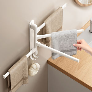 Rotatable Towel Rack Carbon Steel Towels Hangers Multi-purpose Wall-mounted Storage Shelves Bathroom Shelf