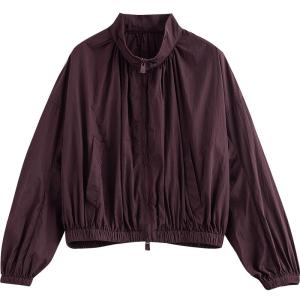 Toyouth | Áo Khoác Mỏng Bóng Cổ Đứng Rộng Màu Đỏ Phong Cách Thu