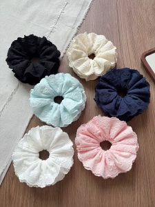 Cột tóc Scrunchies Vải Ren Thêu 4 Tầng Cỡ Lớn (16-18cm) Cột Tóc Vải Ren Phong Cách Lolita CT09