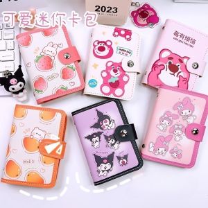 Cartoon Sanrio Kuromi Portable Card Bag Cinnamoroll My Melody Pochacco Girl Large Capacity 22 Card Position ID Storage Card Bag Card Clip