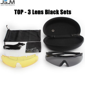 JSJM New Style Tactical Goggles CS Airsoft Windproof Shooting Glasses HD 3 Lens Motocross Motorcycle Mountaineering Safe Glasses