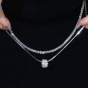 Yukis New Fashion Upscale Jewelry 2 Layer Zircon Charms Thick Chain Choker Necklaces For Women