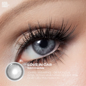 (HOẢ TỐC SG) Kính áp tròng màu Xám Marble LOVE IN CAR ACROS – Lens dùng 6 tháng đeo 10h/ngày