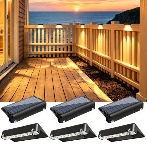 Solar Fence Light Solar Deck Light Solar Garden Light 4 High Bright LEDs Lens IP65 Waterproof Auto Dusk to Dawn 500mAh Battery