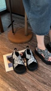 LURAD Sandal Sepatu Cewek Etnic Sandal Perempuan Floral Sandal Wanita Sandal Tali Karet Sandal Cewek Slip On OOTD Sandal Wanita Nyaman WL2472