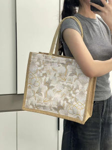 กระเป๋าผ้าลายกางเกงยีนส์ขนาดใหญ่สำหรับผู้หญิง กระเป๋าถือผ้าใบ กระเป๋าสะพายไหล่แบบลำลอง กระเป๋าถือผ้าใบสำหรับเดินทางไปทำงาน