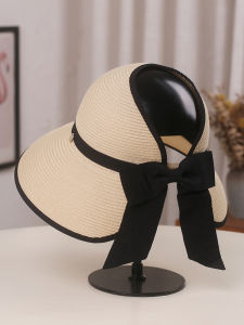 Japanese Bow Big Brim Visor Straw Hat Female Summer Outing Sun Protection UV Protection Sun-Shade Fisherman Hat Foldable