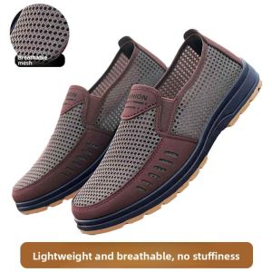 MONLEYTA | Beijing Mens Breathable Mesh Slip-On Shoes Anti-Slip Deodorant Casual Shoes For Middle-Aged And Elderly Summer 2024 New Model