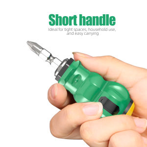 LAOA Short Handle Screwdriver Flat And Phillips Two Way Mini S2 High Hardness Durable Hand Tool For Home Repair And DIY Projects