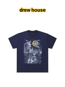 Full Moon Howling Wolf Print Cotton T-Shirt