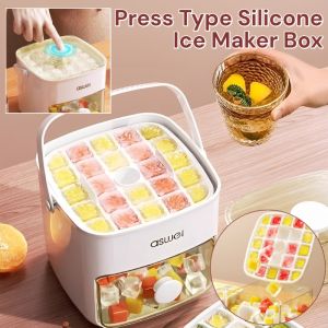 Large Capacity Silicone Ice Maker Box Press Type Ice Cube Maker Silicone Ice Mold Food Grade Silicone Ice Tray