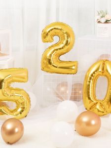 ฟิล์มอลูมิเนียมตัวเลขสีทองสีเงินสีฟ้าสีชมพูไซส์ใหญ่32นิ้วลูกโป่งหนาพิเศษของตกแต่งงานปาร์ตี้วันเกิด