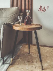 Wild Collection | Ripple Hundred Years Old Wood Diamond-Shaped Mosaic Coffee Table High and Low Combination round Side Table Corner Table