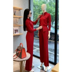 LIANGYILAILIN | Fashionable Youthful Loose Casual Zipper Sweater and Wide Leg Pants Set