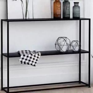 Iron Console Table Decor Long Display Table White/Black Table PorchTable 1/2 Layer For Home Shop Storage table