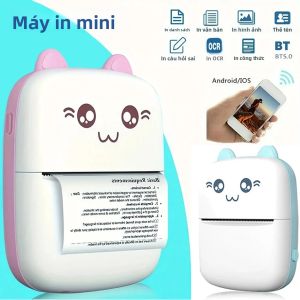 Máy In Nhiệt Mini Không Dây BT 200dpi Bluetooth Di Động Cáp USB Nhãn Ảnh Ghi Nhớ In Thẻ Máy Xanh Hồng Cho Gia Đình Sử Dụng