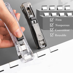 Kẹp Kim Loại Dụng Cụ Dập Ghim Đẩy Dụng Cụ Dập Ghim Sắp Xếp Cố Định Giấy Kẹp Đẩy Tái Sử Dụng Không Làm Hỏng Tệp Giấy Kẹp Giấy Đẩy