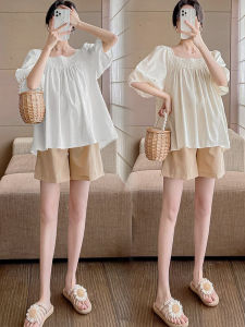 French Style Loose Doll Shirt Womens Summer New plus Size Mid-Length Base Shirt Korean Style Bubble Sleeve Short Sleeve