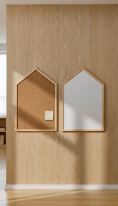 CheapDealMy House Shape Wooden Frame Whiteboard Magnetic Notice Board