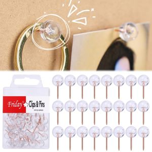 50Pcs Push Pins Thumb Tacks Transparent Round Head Map Tacks for Hanging Pictures Posters Documents