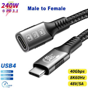 8K Type-C Extension Cable USB-C Extender Compatible For Thunderbolt 4/3 USB4.0 Fast Charging Suitable for MacBook Laptop Samsung