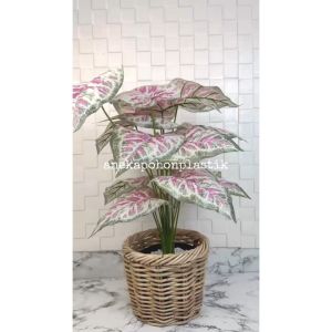 Pohon Hias Tanaman Artificial Calladium Pink X18 Semilatex Artificial Cover Keranjang Rotan Bulat Pajangan Dekorasi Ruangan Aesthetic
