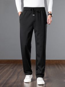 ROMON | Lormen Mens Casual Pants Straight Leg Elastic Silk Drawstring Comfortable Versatile Long Trousers Autumn New Style Youth Fashion