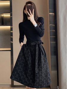 Elegant French Style A-Line Waist Shaping Illusion Layer Dress