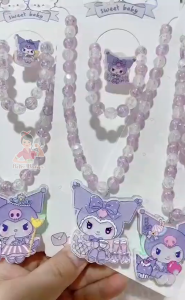 Set Kalung Cincin Mutiara Anak LED Kalung Kuromi Frozen Melody Cinnamoroll Kerlap Kerlip