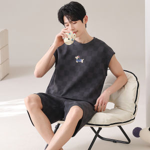 Bộ đồ ngủ nam MiiOW làm bằng vải cotton mỏng tay ngắn quần short thoải mái