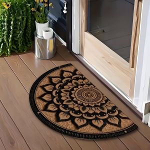 Thảm Cửa Hình Bán Nguyệt Boho Mandala Chống Trơn Trượt Giặt Được Họa Tiết Hoa Cổ Điển Mềm Mại Dùng Cho Lối Vào Hiên Nhà Trang Trí Nhà Cửa Chất Liệu Polyester