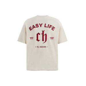 CHINISM | Fluffy Letter Print Mens Short Sleeve T-Shirt