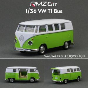 1/36 Volkswagen T1 Transporter Samba Bus RMZ CiTY 5 Toy Car Model for Children Diecast Miniature Collection Gift For Boys Kid