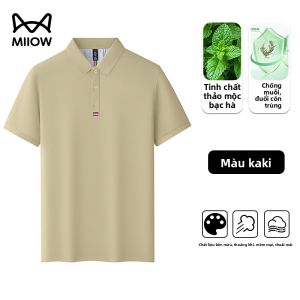 Áo thun polo MiiOW Catman cho nam làm bằng polyester Ice Silk nhanh khô