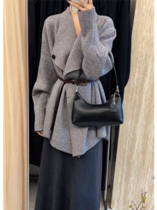 Loose Batwing Sleeve Sweater Cardigan Short French Style Coat Asymmetric Collar Womens Autumn Winter Comfortable Knitted Coat