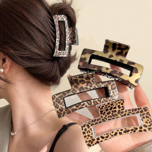 New Acetate Claw Clip Leopard Hair Claw Large Geometric Hollow Square Crab Hair Clip for Women Girl Hair Accessories