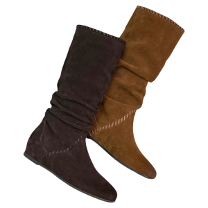 Reddragonfly | Western Autumn Slip-On Caramel Color Travel Boots Long