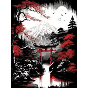 Oil Painting By Numbers Red Sakura Scenery DIY Number Drawing Canvas Pictures By Numbers Home Decor Large Size