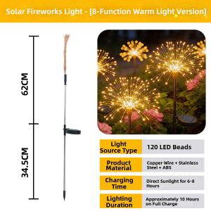 BEAUTY IN THE LIGHT | Waterproof Outdoor Solar LED Lighting Firework Garden Decor Light