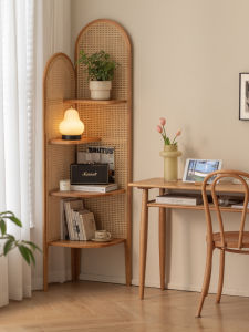 Japanese Style Rattan Corner Cabinet Corner Cabinet Storage Rack Triangle Cabinet Corner Cabinet Corner Cabinet Corner Storage Cabinet Solid Wood Cabinets