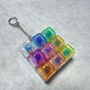 Button Keycap  Keychain 9 Keys Keyboard Decompression Toys DIY Keyboard Keychain Toys For Adult Gifts To Relief Pass Time