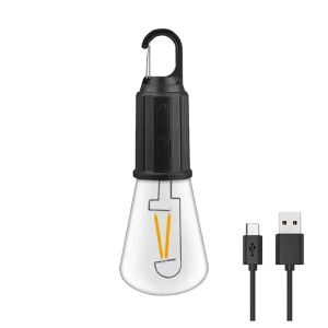 LED Solar Camping Lights USB Rechargeable Bulbs Lamp Dimmable with Hooks Vintage Light for Hiking Tent Lantern Outdoor Lighting