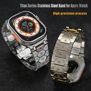 Titan Stainless Steel Strap for Apple Watch 46mm 49mm 45mm 44mm 42mm Durable Metal Connector Replacement Metal Watch Band for Apple iWatch Ultra 2 SE Series 10 9 8 7 6 5 4 3 2 1