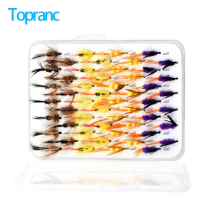 Topranc Assorted Fly Fishing Flies Handmade Dry Wet Nymph Flies Artificial Insect Lures Trout Bass Fishing Tackle
