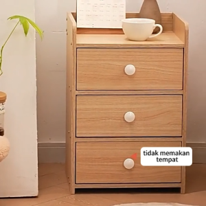 (Surabaya) Meja Nakas Dengan Roda Bedside Table Lemari Nakas Putih Kayu Serbaguna Minimalis Meja Samping Kamar Tidur