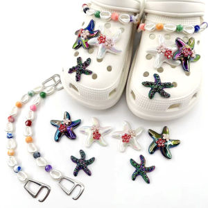 8Pcs Crocs Jibbitz Charms Colorful Starfish Shoe Buckle Detachable Shoe Chain Decoration for Crocs