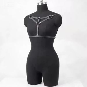 Womens Gothic Body Harness PU Leather Lingerie Bra Adjustable Punk Cage Top