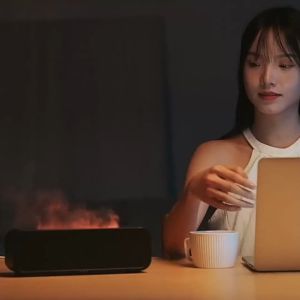Ultrasonic Flame Humidifier Essential Oil Aroma Diffuser Multicolor Flame Humidifier Timing Protect Colorful Ambient Light Home Air Humidifier Aroma Machine