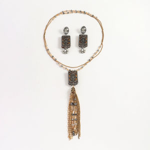 ZAA New 2025 Multi-layer Rectangular Pendant Necklace Personalized Design Retro Tassel Long Chains Neck Accessories Jewelry