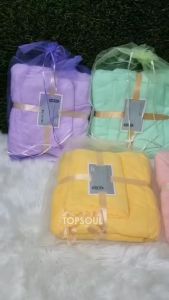 Handuk 2in1 Bulu Lembut Polos Towel Set Besar & Kecil Souvenir Hadiah